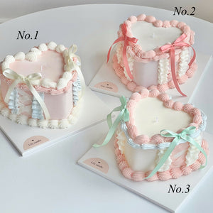 Heart ribbon cake candle