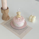 HBD bear cake candle