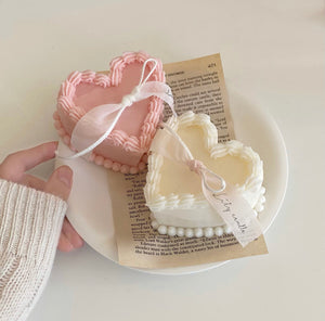 heart lace cake candle