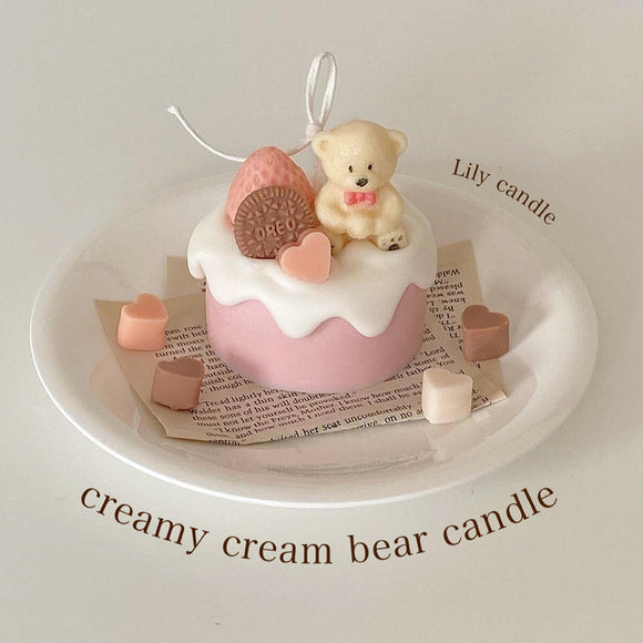 creamy cream bear candle